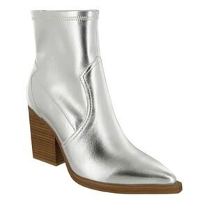 MIA Silver Ankle Booties with Chunky Heel